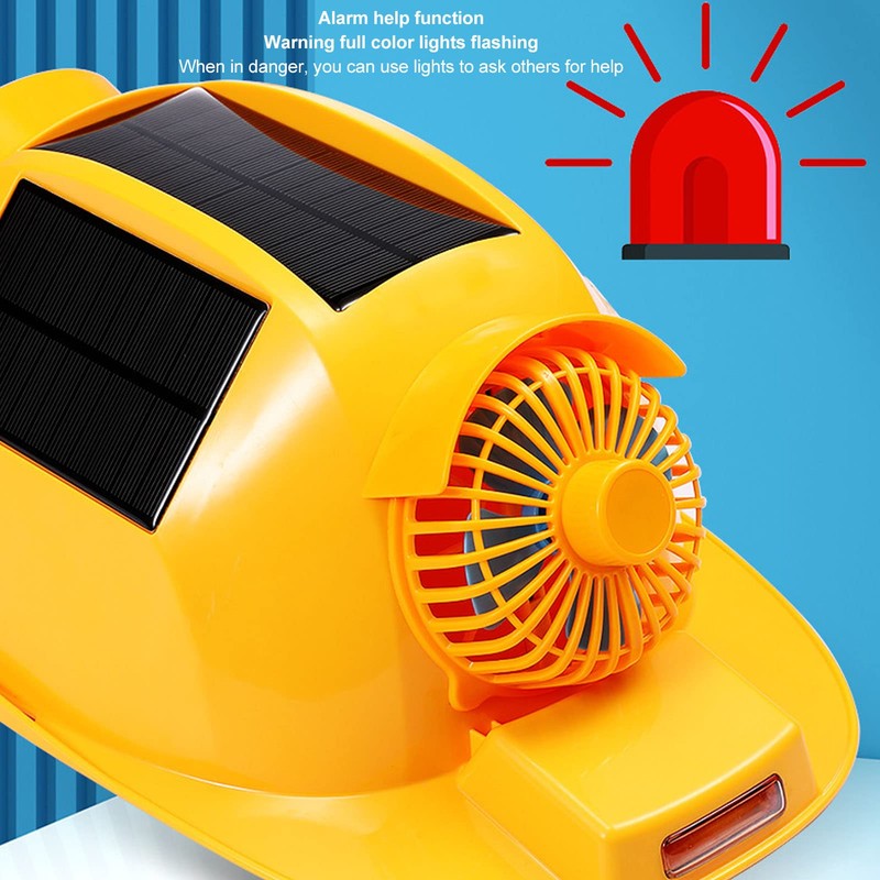Safety Helmet Hard Hat with Double Fan and Light Solar,