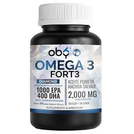 Omega 3 Diamond Forte 2000mg Aceite Anchoa Salvaje | Máxima Pureza Diamante | Alto Epa Dha como TG | Oby Suplemento Alimenticio | Vitaminas Mujer Homb