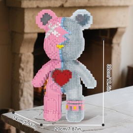 HOOLEDAY - Micro bloques de construcción para adultos (3050 unidades), juego de ladrillos de oso para decoración personalizada, para amantes, hombres y mujeres