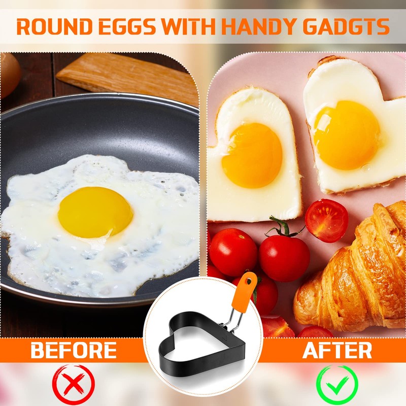 6 Pcs Professional Egg Ring Pancake Ring Set Stainless Steel
