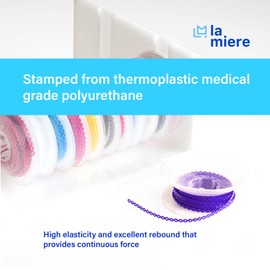 LA MIERE 1 Roll Orthodontic Rubber Chains, Braces Power Chains consisted force in closed, short, long 15'' spools (Sjprt, 0.136’’(3.3mm), Deep Purple