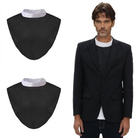 JCBFUME Unisex Clergy Tab Collar Clerical Bib Collar with Insert White Tab, 2pcs in Pack Black Color