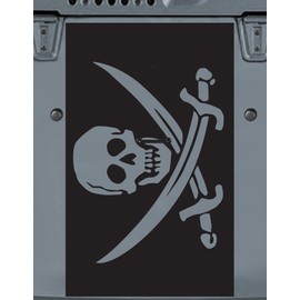 Tower Decals Jolly Roger Flag Hood Vinyl Graphic Decal Fits Jeep Wrangler TJ LJ YJ Matte Black 0203