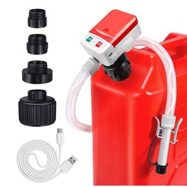 Automatic Fuel Transfer Pump with Auto-Stop, 3.2 GPM Gas Transfer Pump, Battery Powered or USB Type-C, No Spill Portable Siphon with 4 Adapters & Auto Shut-Off for Gas/Diesel/Kerosene/Water