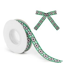 Cufieovh Green Polyester Soccer Ribbon, 5/8 Inch x 10 Yards, Versatile for Sports Events, Birthday, Christmas, Wedding, Classic Style