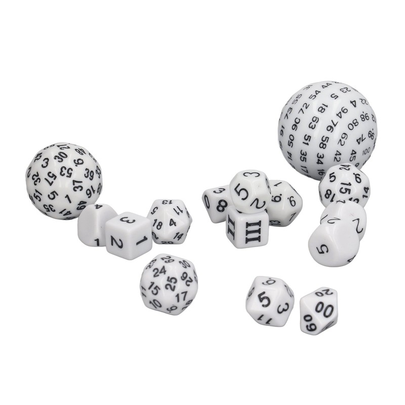 15pcs Complete Polyhedral Dice Set Acrylic D3 to D100 Spherical