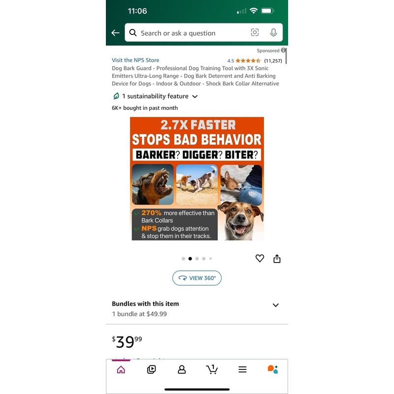 NPS Dog Barking Deterrent Trainer Ultra Sonic No Shock