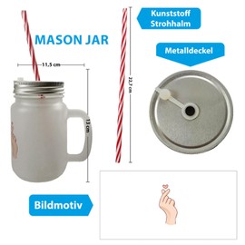 speecheese K-Pop Mason Jar with Handle Drinking Glass with Lid in Colour with Heart Symbol A Colourful Glass for Your Favourite Drink Heart Motif Anime Manga Korea Symbol Kawaii Music Teenagers