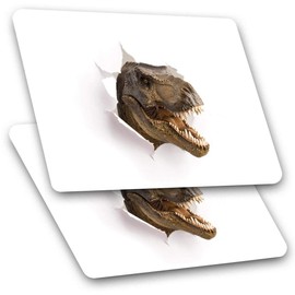 Rectangle Stickers(Set of 2) 7.5cm - T-Rex Dinosaur Dino Kids Teen 8140
