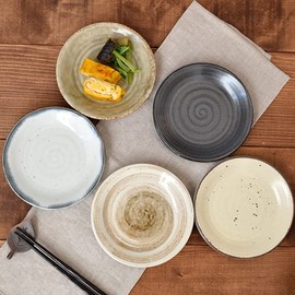 Tableware ks-035-05 Japanese Tableware, Medium Plate, 5.5 inches (14 cm), Living Vessel, Brush Powder