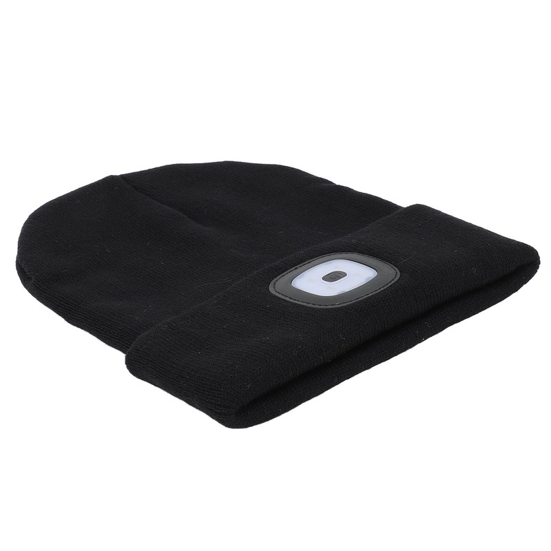 LED Beanie Hat Adjustable Brightness USB Rechargeable Soft Warm Knitted