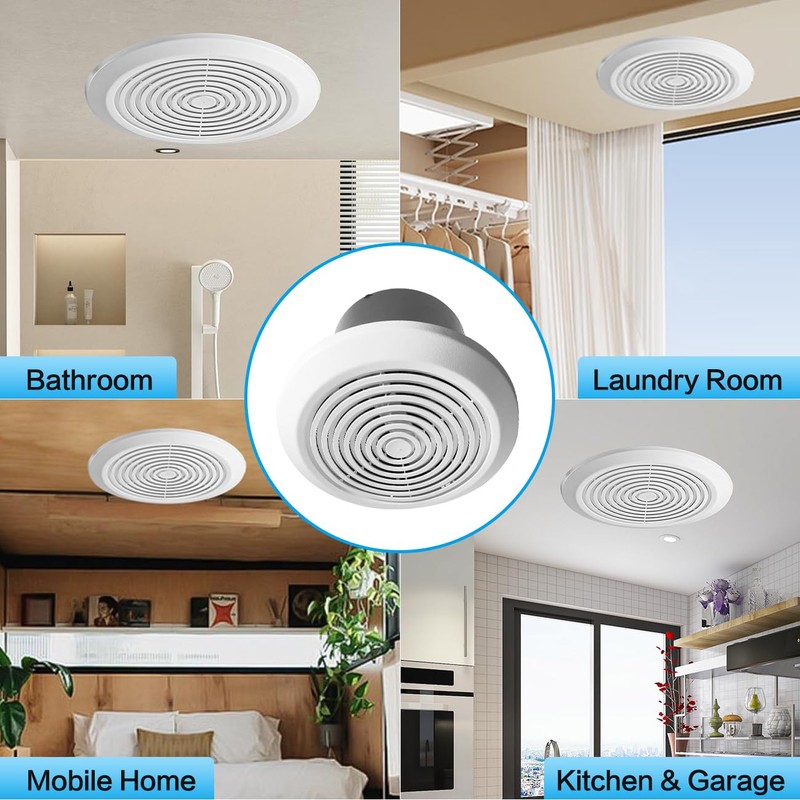 V2262-50 7 Inch Bathroom Exhaust Fan, 50 CFM Quiet Ceiling