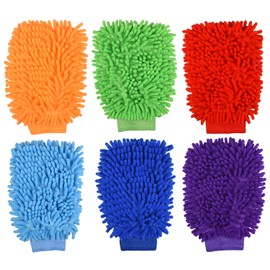 JNAWA 6Pcs Car Wash Gloves Special Car Wash Gloves Scratch-Resistant Scrubbing Car Gloves Car Rag Car Double-Sided Car Cleaning Tools Home Cleaning Gloves