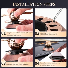 Kwak's Car Air Freshener, Solar Car Air Freshener with Swinging Wings for Car Interior Car Rotation Decoration Accessories (Rose Gold, 2 Aroma)