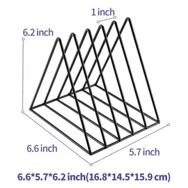 Goiio 2 Pcs Triangle File Holder, 5 Slot Metal Magazine Holder, for Office Home, Black