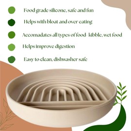 Modern Rainbow Pet Slow Feeder Bowl, Silicone Slow Feeder for Dogs & Puppies, Slow Eating, Modern Lick Mat Design, Reduces Gulping, Dishwasher Fit, for All Breed, Durable Mealtime Puzzle (Slate)