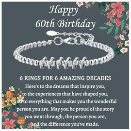 60th Birthday Gifts for Women, Silver Bracelet for Women Presents for 60th Birthday, Birthday Sterling Silver Bracelet 60th Birthday Bracelet for Mum Grandma Auntie Women Christmas 60th Birthday