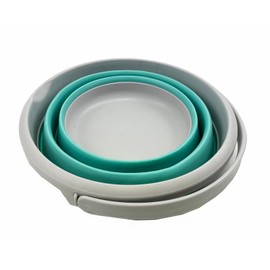 SAMMART 5.5L Foldable Plastic Bucket Collapsible Round Tub Portable Water Bucket for Fishing Space Saving Water Pot for Outdoor Use (Gray/Pine)