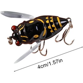 Black Cicada Fishing Catcher - Freshwater Attractant Lures, Bass Fish Baits | Fishing Supplies Strong Hook Reusable Swim Baits for Lake Pond, Fish Tackle Realistic Cicada Shaped Lures