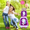 FTJCF 3PCS Rolling Backpack for Girls, Kids Unicorn Roller Bookbag