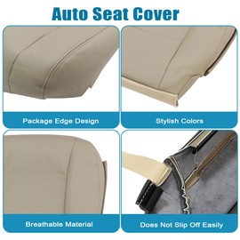 Priprilod Tan Perforated Leather Driver & Passenger Side Bottom Replacement Seat Cover Compatible with Lexus LS460 600h 2007 2008 2009 2010 2011 2012