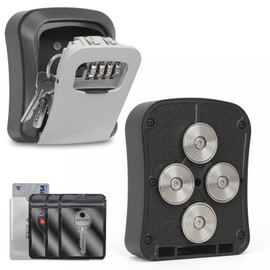 Magnetic Key Box for Under Car, Waterproof Combination Lock Box with Strong Magnets, Resettable 4-Digit Code Holder for Car Truck SUV Outdoor Hide a Key