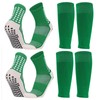 BUKEORE 2 Set Kids Grip Soccer Socks with Shin Guard