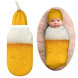Funny Beer Funny Food Newborn Baby Swaddle Blanket with Beanie Hat Baby Receiving Blanket Soft Baby Sleep Sack Baby Wraps Blankets Gifts for Boys Girls Infant