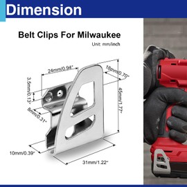 Belt Clip for Milwaukee, 6pcs 304 Stainless Steel Drill Tool Clips Hook Kit with Screws for Milwaukee 2604-20, 2604-22, 2604-22CT, 2797-22