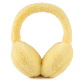 XIAOHAWANG Fluffy Ear Muff for Women Plush Foldable Earmuffs Kids Winter Earmuffs Girls Boys Cold Weather Ear Warmer (Yellow)