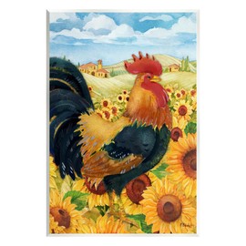 Stupell Industries Rooster in Sunflower Fields Wall Plaque Art Design by Paul Brent