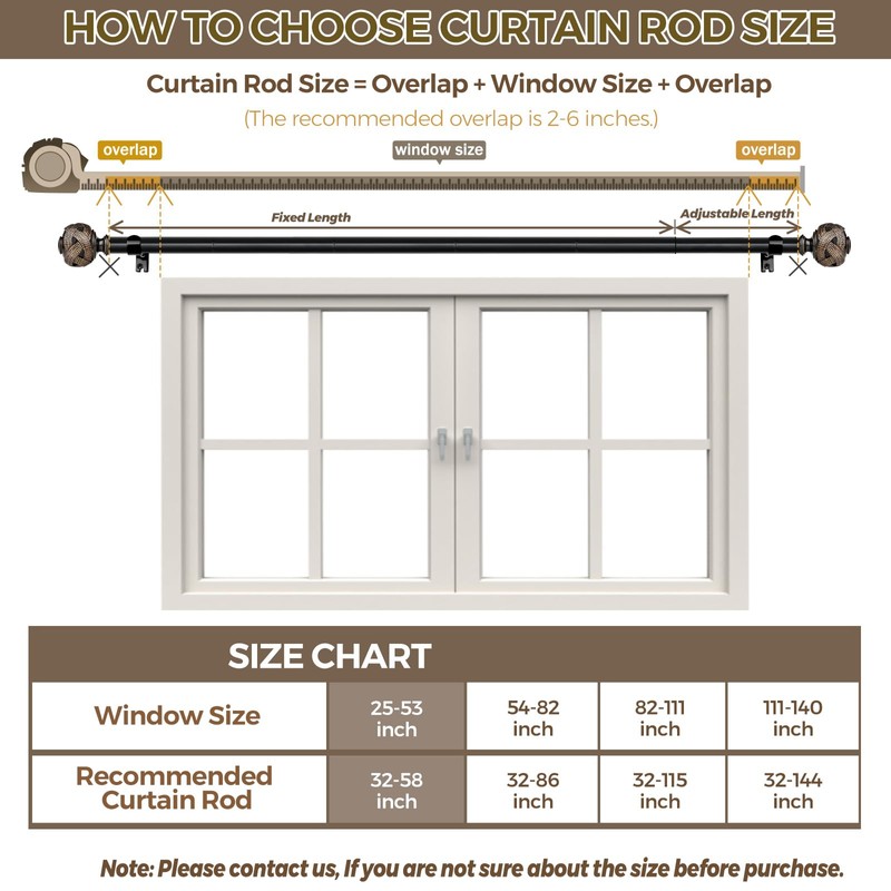 Curtain Rods 32 to 58 Inches (2.6 to 4.8 ft),