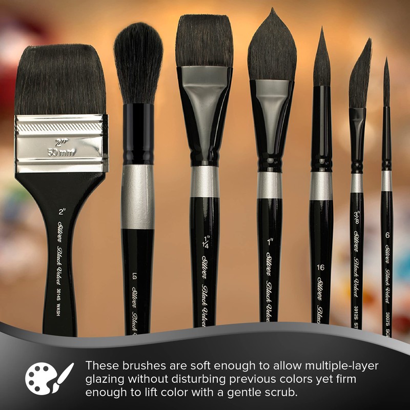 Silver Brush Limited 3000S6 Black Velvet Round Brush for Watercolour,