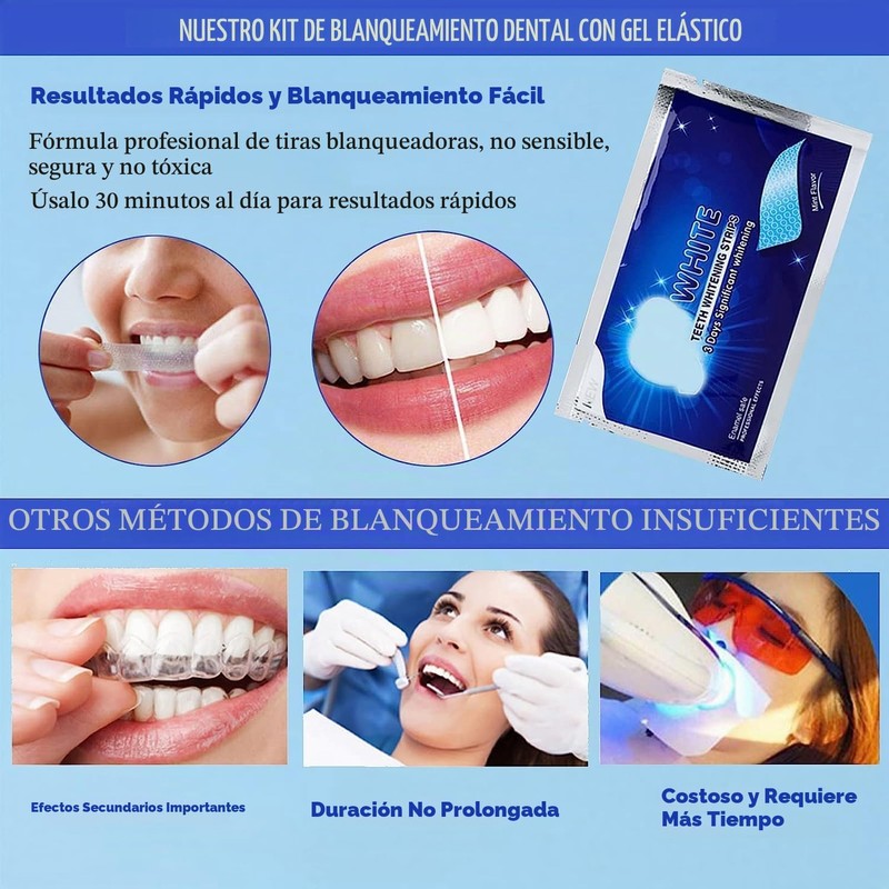 Bluemega Tiras Blanqueadoras Dentales, para Dientes Sensibles 7 Pares