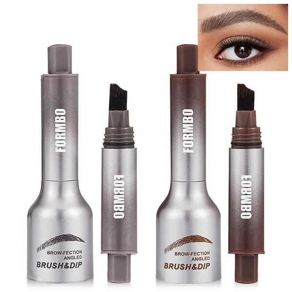 2PCS Liquid Eyebrow Brush, Brow-Fection Angled Brush & Dip, Long