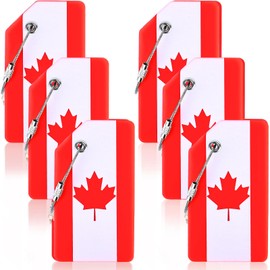 Oslynia 6 Pcs Canada Luggage Tag for Suitcases, Canada Flag Luggage Tag with Name Cards Privacy Protection, Canadian Travel Tags Identifiers, Baggage Tags for Suitcases Bags Backpacks