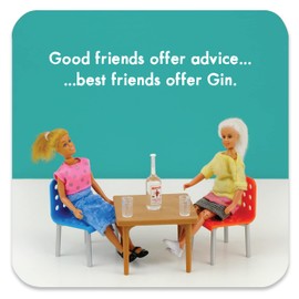 Bold & Bright - Funny 'Best Friends Offer Gin' Coaster - Small Gift Ideas For Her - Friends Birthday - Colleague Work Office - New Home Gift - Presents For Ladies Women - Sold By Brainbox Candy