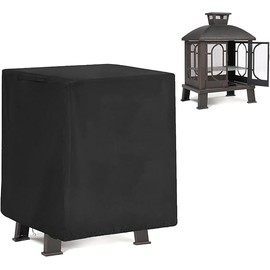 Akkkan Upgraded Outdoor Fireplace Cover, 600D Heavy-Duty Waterproof Oxford Fabric, 100% Waterproof, Fully Protected Freplace Cover, 37Lx 26W x 56H Inch Upright Patio Wood Burning Fireplace Cover Black