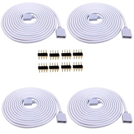WFYZQLJE 4pcs 4-pin White 6.56 Foot (2 Meter) 4-pin RGB Cable Extension Cables, Light Strip Cable Connection Cable, LED 4-pin Connector, for 5050 3528 RGB LED Light Strip