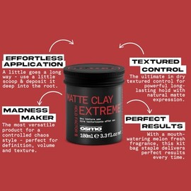 Osmo Extreme Matte Hair Clay 100ml | Strong Hold Styling Paste for Men, Defines Texture and Volume with a Non-Greasy Natural Finish