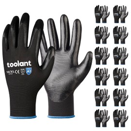 toolant Nitrile Work Gloves for Men-60 Pairs, Safety Work Gloves with Firm Grip, Oil Resistance, Touch-Screen, Ideal for Warehouse, Carrier, Mechanic, Construction, Machine Washable, Black, S