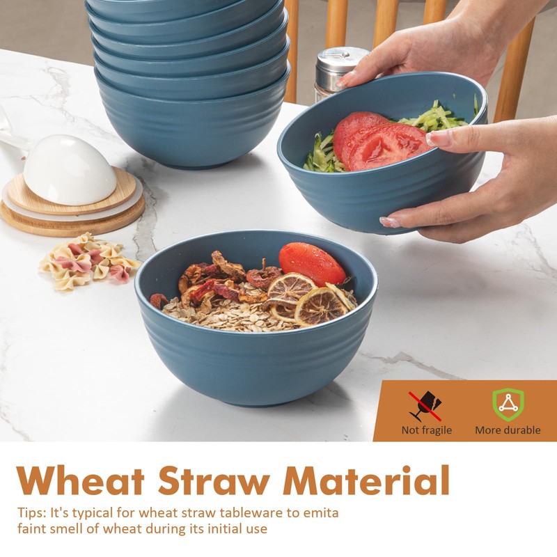 Wheat Straw Bowl Sets, 8PCS Unbreakable Wheat Straw Cereal Bowls,