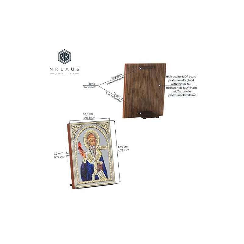 NKlaus Holy Spiridon Wooden Icon 10 x 12 cm Christian