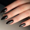 GLAMERMAID Black Press on Nails Medium Almond, Gloss Dark Fake