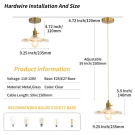 GloMuse Pendant Light Fixture Glass Hanging Light Flower Light Fixture Pendant Lights Modern Lighting Bedroom Kitchen Island Hallway Bathroom Green Wave Style