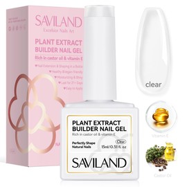 SAVILAND Clear Builder Nail Gel - 15ml Builder Nail Gel In A Bottle Nail Extension Gel Hard Gel Nail Strengthener Gel Rich in Castor Oil & Vitamin E for Damaged Nails Nail Repair Reforcement Nail Art