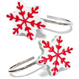 CHICTIE 12-Pack Red Snowflake Shower Curtain Hooks