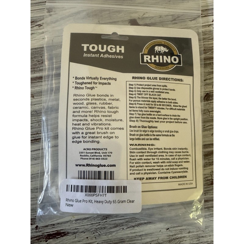Rhino Glue Pro Kit, Heavy Duty 65 Gram Clear