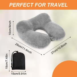 Inflatable Travel Pillow, Neck Pillow, Inflatable Travel Pillow, Inflatable Neck Pillow, Aeroplane Inflatable with Sleeping Mask/Earplugs, Soft Velvet Neck Support for Travel, Plane, Car, Office