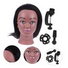 FOMIYES Hair Braiding Training Head with Real Hair Black Skin